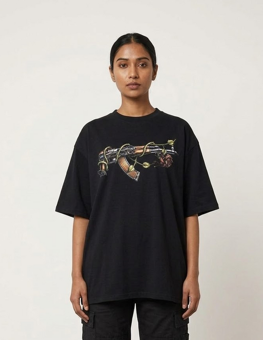 AK47 & Rose Graphic Tee